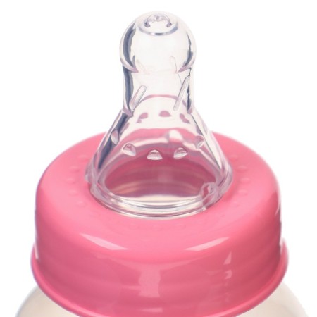 A bottle for feeding, a classic throat, 150 ml., From 0 months, cylinder, pink color-2