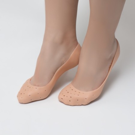 Socks for pedicure, silicone, with perforation, 18 × 8 cm, beige color-1