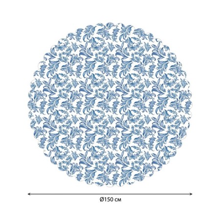 The tablecloth “Blue pattern on a white background”, round, Saten, d = 150 cm-1
