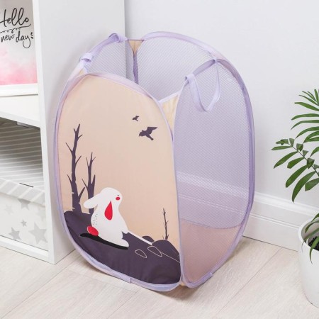 Basket-grid of the shade "Bunny", folding, 32 × 32 × 52 cm, lilac color-1