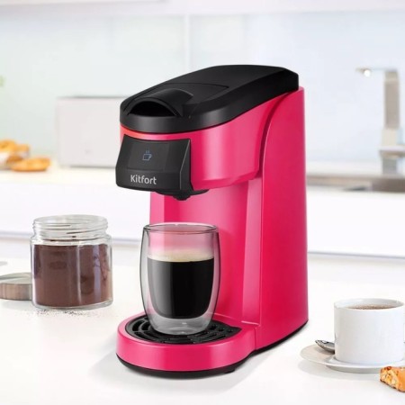 Coffee machine KitFort KT-7121-1, capsule, 800 watts, 0.36 l, pink-6