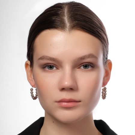Road earrings set 6 pairs "pearl" with pendants, white color in gold-4