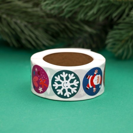 Stickers in the roll "New Year holiday", 500 pcs, 2.5 x 2.5 cm-1