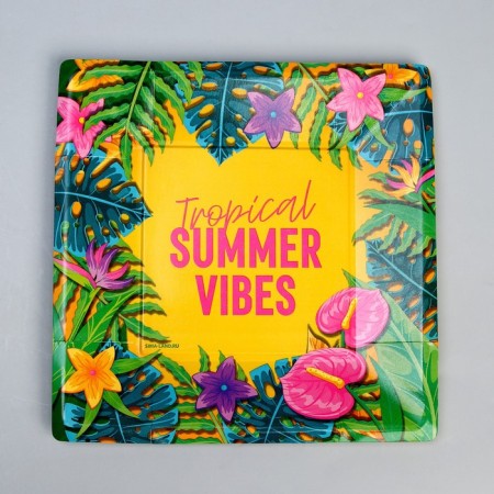 Disposable plate plate square "Tropics", 21 cm-1
