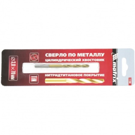 Matrix metal drill, d = 3.8 mm, HSS, nitridetan coating, cylindrical shank 743679