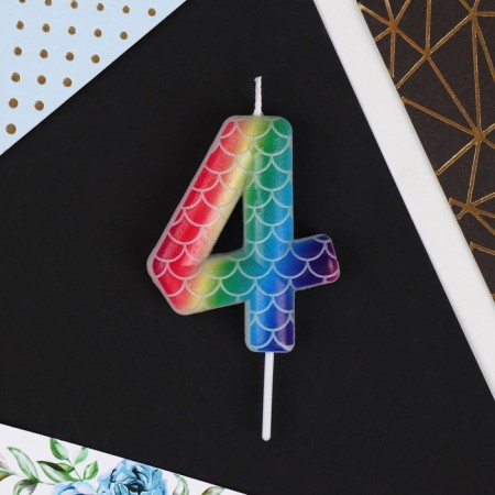 Candle for the cake, number "4", multi -colored, 5.5 x 8 cm.-2