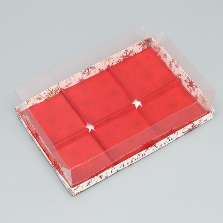 Box for musical cakes “Happy New Year!”, Snowflakes, 27 x 17.8 x 6.5 cm, New Year