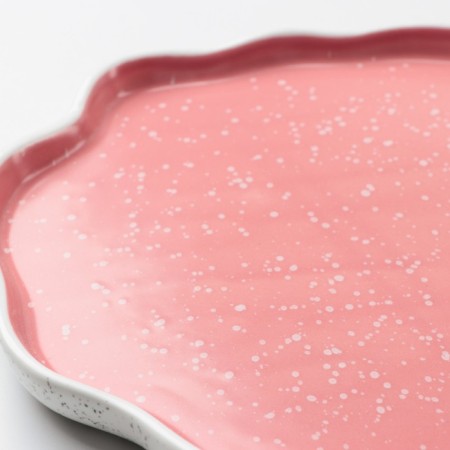 Ceramic dish for serving "pink", 27 cm, pink color-5
