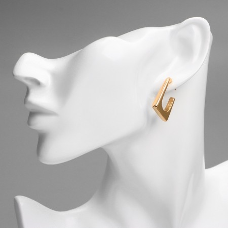 Earrings metal xuping trapezoid contour, color pink gold-2