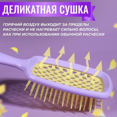 The comb is massage, wide, ventilated, 8.5 × 20.5 cm, PVC box, lilac/yellow color-1
