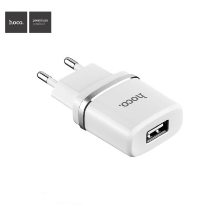 Network charger Hoco C11, USB - 1 A, Lightning 1 m, white cable-4