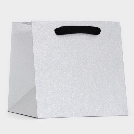 Packet for cake, 20 x 20 x 20 cm, silver with glitter-1