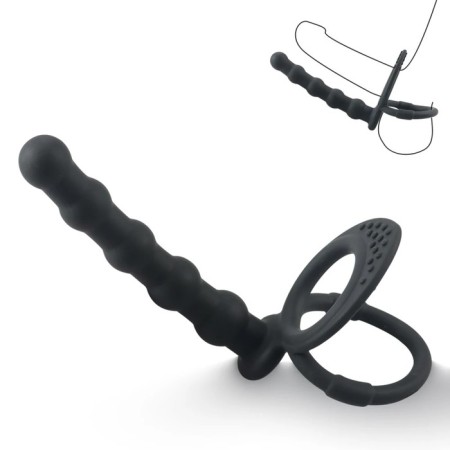 Nozzle on the penis of the oki, with an erection ring, "beads", black-2