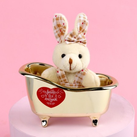 Soft toy "Love will win everything", bunny, color mix-2