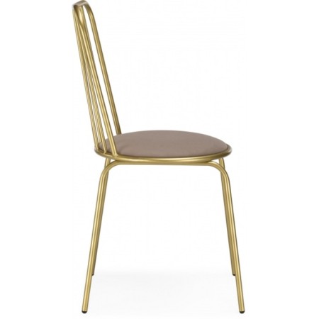 Chair on a metal frame Avalon Metal/velor, gold/beige 39x48x86 cm-2