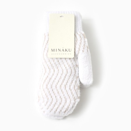 Women's mittens minku, white color, 24 cm-3
