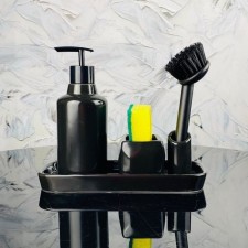 Kitchen kit Lenardi: a dispenser with a brush and a sponge, on a stand, porcelain