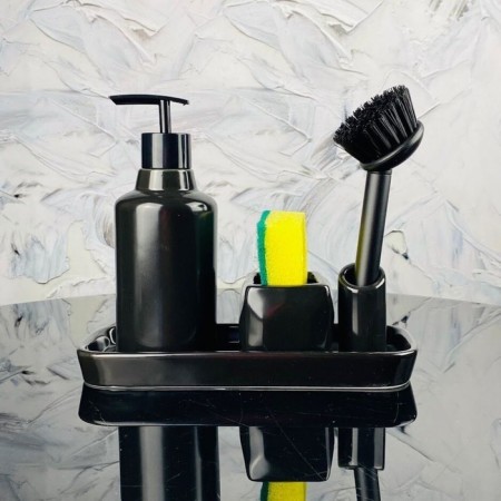 Kitchen kit Lenardi: a dispenser with a brush and a sponge, on a stand, porcelain