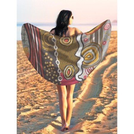 Pareo and beach rug "African abstraction", d = 150 cm