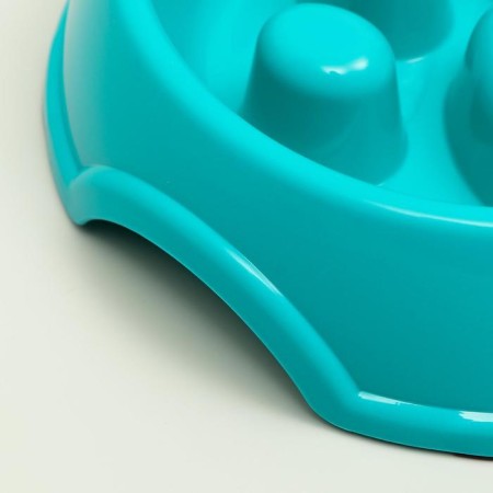 Laping bowl for slow feeding "Paw", 18.5 x 17.5 x 5 cm, turquoise-1
