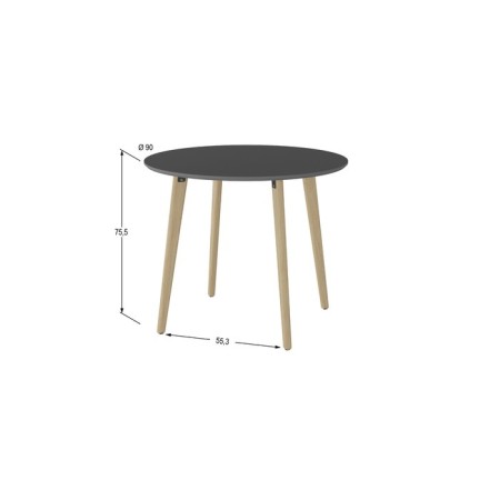 Dining table "Morgan", 900 × 900 × 756 mm, color graphite / oak oak-3