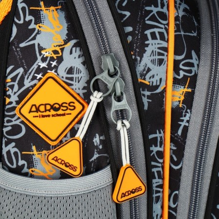 School backpack 40x33x15cm, ergonomic back, Across 410, gray/yellow-8
