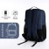 Male backpack on lightning, 3 outer pockets, a USB connector, a suitcase mount, blue color