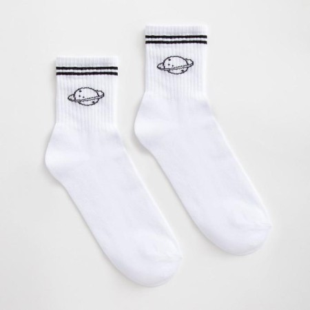 Men's socks minku "Planet", white color, rr 42-43 (29 cm)