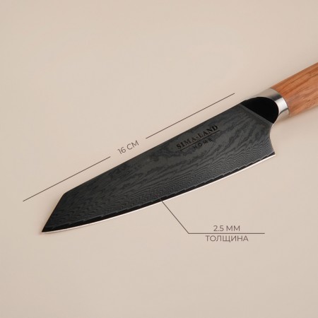 Koty Kitchen Sl Home "Olivia", chef, blade 16 cm, damask steel, brown color-1