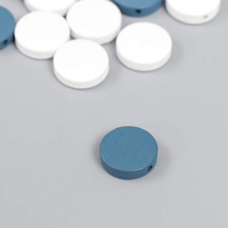 Beads for creativity wood "flat circle" set of 20 pcs white, gray-blue 0.4x1.5x1.5 cm-2