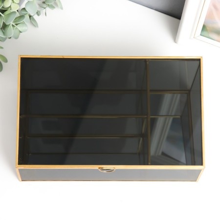 Casket Glass with a metal frame "darkened" gold 10x14.5x25 cm-2