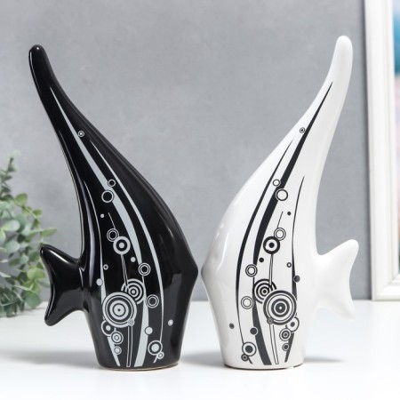 Souvenir Ceramics "Fish is white and black with algae and bubbles" Set 2 pcs 28x13 cm