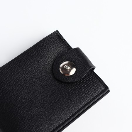 Men's purse on a magnet, a department for cards, coins, black color-3