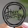 Topper "Happy Birthday", a circle with hearts, black gloss, give beautifully