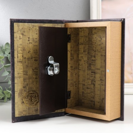 Safe-book wood to the leatherette "Golden Card" 21x13x5 cm-3