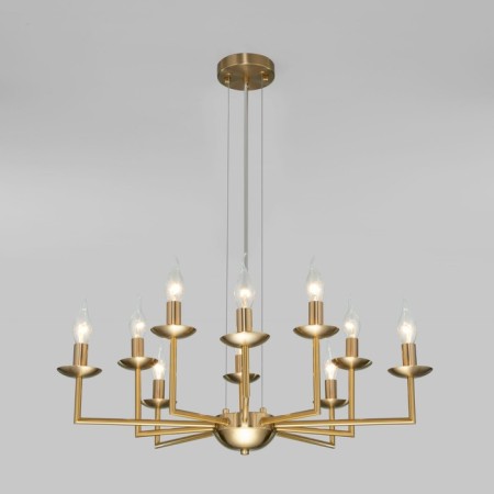Ceiling Lamp EUROSVET CARISO 60150/10, E14, 10x60W, 700x700 mm, brass color