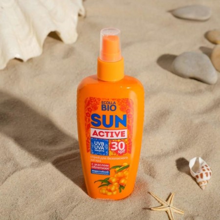 Spray for safe tanning SPF 30 ECOLLA-BIO "Sun Active", 120 ml
