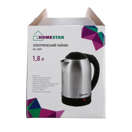 Electric kettle Homestar HS-1009, metal, 1.8 l, 1500 watts, silver-black-9