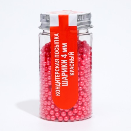 Confectionery sprinkling balls 4 mm, red, 50 g-1