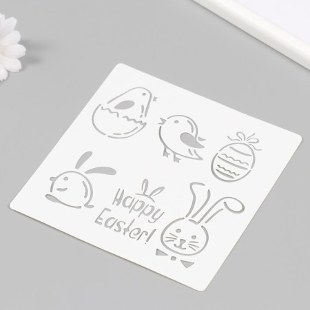 Plastic stencil "Happy Easter" 15x15 cm-1