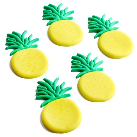 Decor Silicon "Pineapp" set of 5 pcs., Size 1 pc. - 2.5 × 4.5 × 0.3 cm, glue pads-1