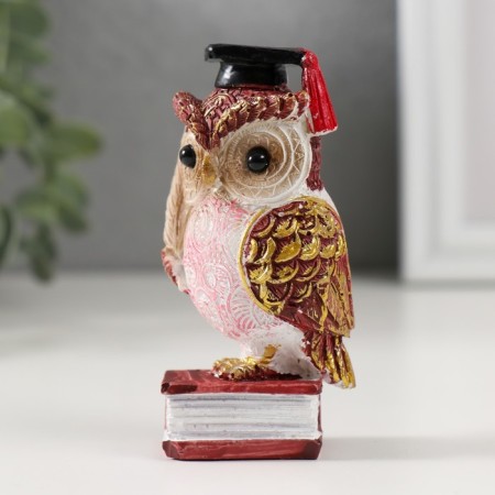 Souvenir Polystone "Scientist Red Eagle owl on the book" MIX 3.5x4x8.5 cm-4