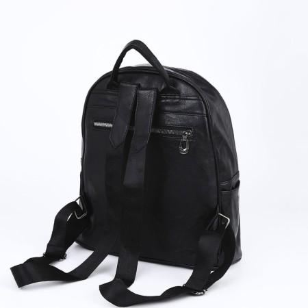 Women's backpack made of artificial leather with lightning, 1 pocket, black color-3