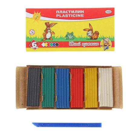 Plasticine 6 colors 84 g, gamut "Young artist", with a glass, cardboard packaging 280042