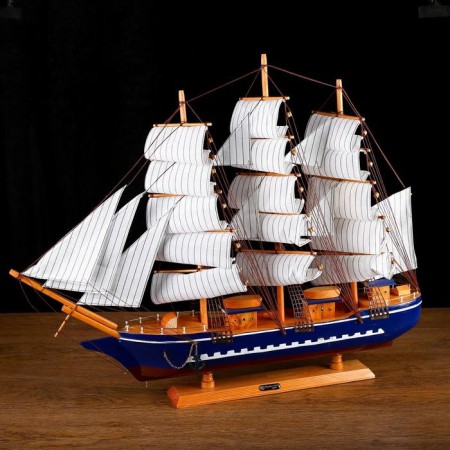 Souvenir ship large "Orpheus", sides blue, white sails, 11 × 80 × 71 cm-1