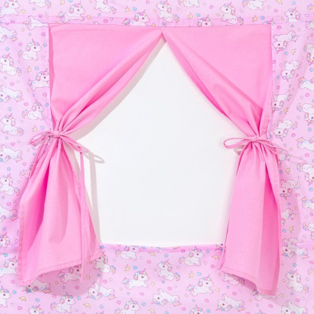 Shirma for the puppet theater "Unicorn on Pink", textiles, p. 120 × 60 cm-2