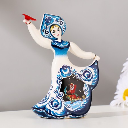 Coastal souvenir "Doll", Gzhel, 11.5 cm, ceramics