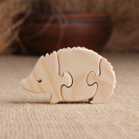 Harvesting for the creativity of the mini puzzle "Hedgehog", wood, 7.6x4.6 cm