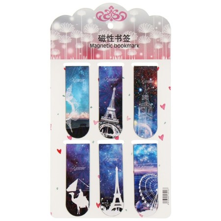 A set of magnetic bookmark for books Calligrata 6 pieces, "attractions", mix-3