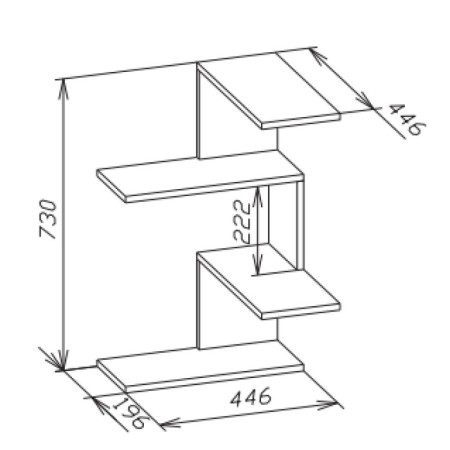 Wall shelf, 446 × 446 × 730 mm, white color-2